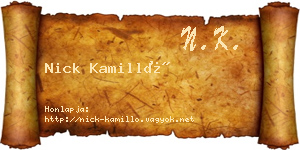 Nick Kamilló névjegykártya